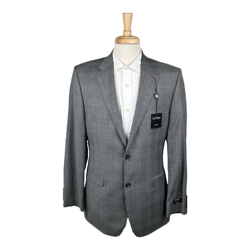 Lauren Ralph Lauren Gray Black Blue Checked Men's Pure Wool Sportcoat 40L NWT